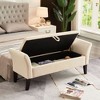PAGED Tufted Storage Bench with Curved Arms, Milk Velvet Ottoman with Storage & Solid Wood Legs, Ottoman Foot Rest, 51.5" Bed Bench with Storage - 2 of 4