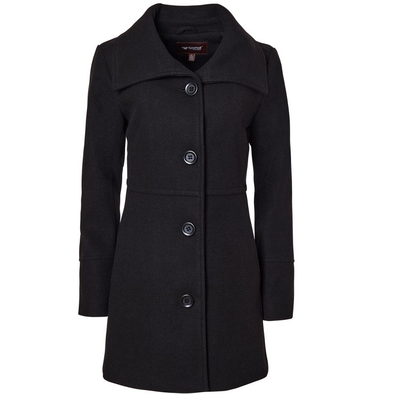 Sportoli Womens Mid-Length Single Breasted Wool Look Dress Coat with Pockets, 1 of 4