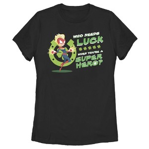 Women's Marvel St. Patrick's Day Captain Marvel Who Needs Luck T-Shirt - 1 of 4