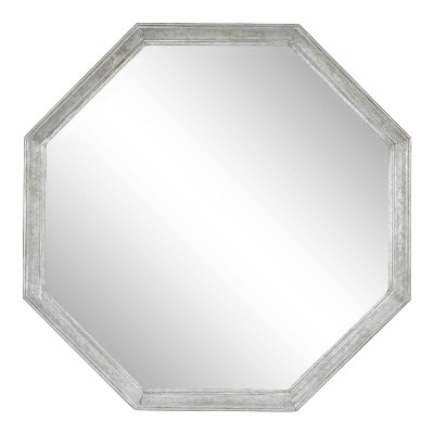 26" Silver Octagon Wall Mirror with Galvanized Metal Frame