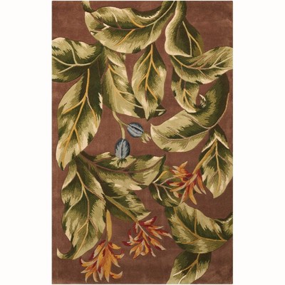 Lush Tropical Bloom Handmade Wool Area Rug - 7'6" x 9'6"