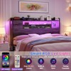 Aheaplus Storage Headboard with Led Lights & Charging Station - 3 of 4