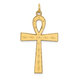 Black Bow Jewelry 14k Yellow Gold Laser Designed Ankh Cross Pendant - 1 of 4