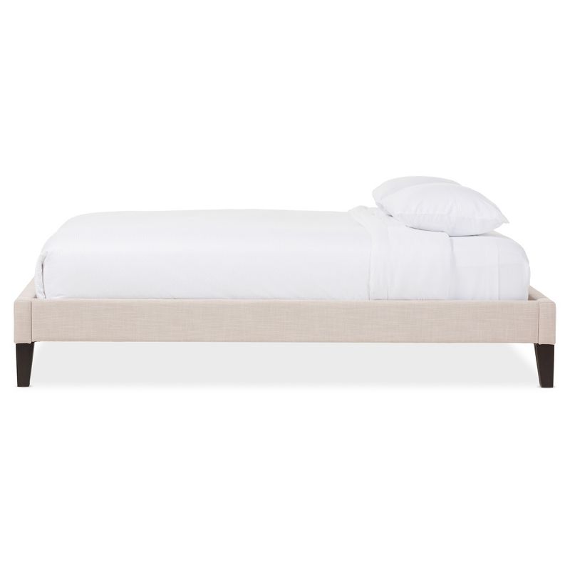 Full Lancashire Modern and Contemporary Linen Fabric Upholstered Bed Frame with Tapered Legs Beige - Baxton Studio, 3 of 6