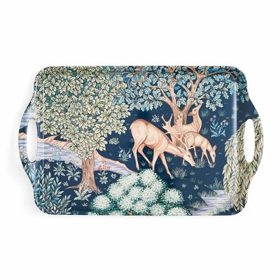 Pimpernel Morris & Co Wightwick Melamine Serving Tray with Handles - Woodland Floral Motif Tray - Dishwasher Safe 18.9 x 11.6 Inch