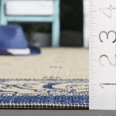Natural Blue 27" Easy-Care Flat Woven Synthetic Area Rug