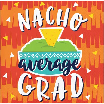 48ct Fiesta Fun "Nacho Average Grad" Grad Beverage Napkins
