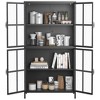 TiramisuBest Metal Sideboard Cabinet with 4 Glass Doors, Steel Locker Buffet Cabinet for Kitchen, Coffee Bar & Living Room, Black - 2 of 4