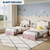 Upholstered Kids Bed Frame with Safe Headboard, Noise-Free Storage Drawer & Strong Wood Slats, Easy Assembly Platform Bed,Pink White - 4 of 4
