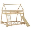Grungis Twin over Queen Loft Bed with Climbing Nets and Climbing Ramp,House Bunk Bed with Safety Guardrail,Modern Loft and Bunk Bed for Bedroom - 4 of 4