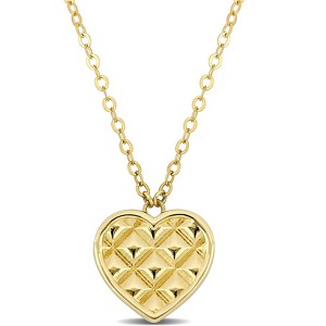 EVERLY JEWELRY |10K Yellow Gold Textured Heart Necklace - 17 inch - 1 of 4