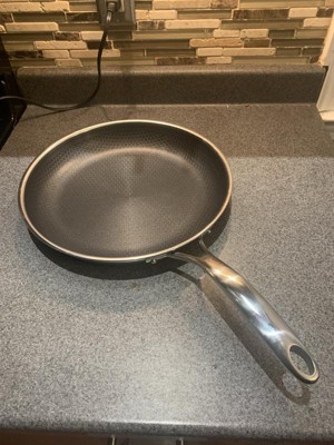 HexClad 12 Inch Hybrid Stainless Steel Frying Pan and Glass