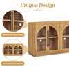 ORRD Natural Wood Sideboard, 4-Door Buffet Cabinet with Glass & Adjustable Shelves - 4 of 4