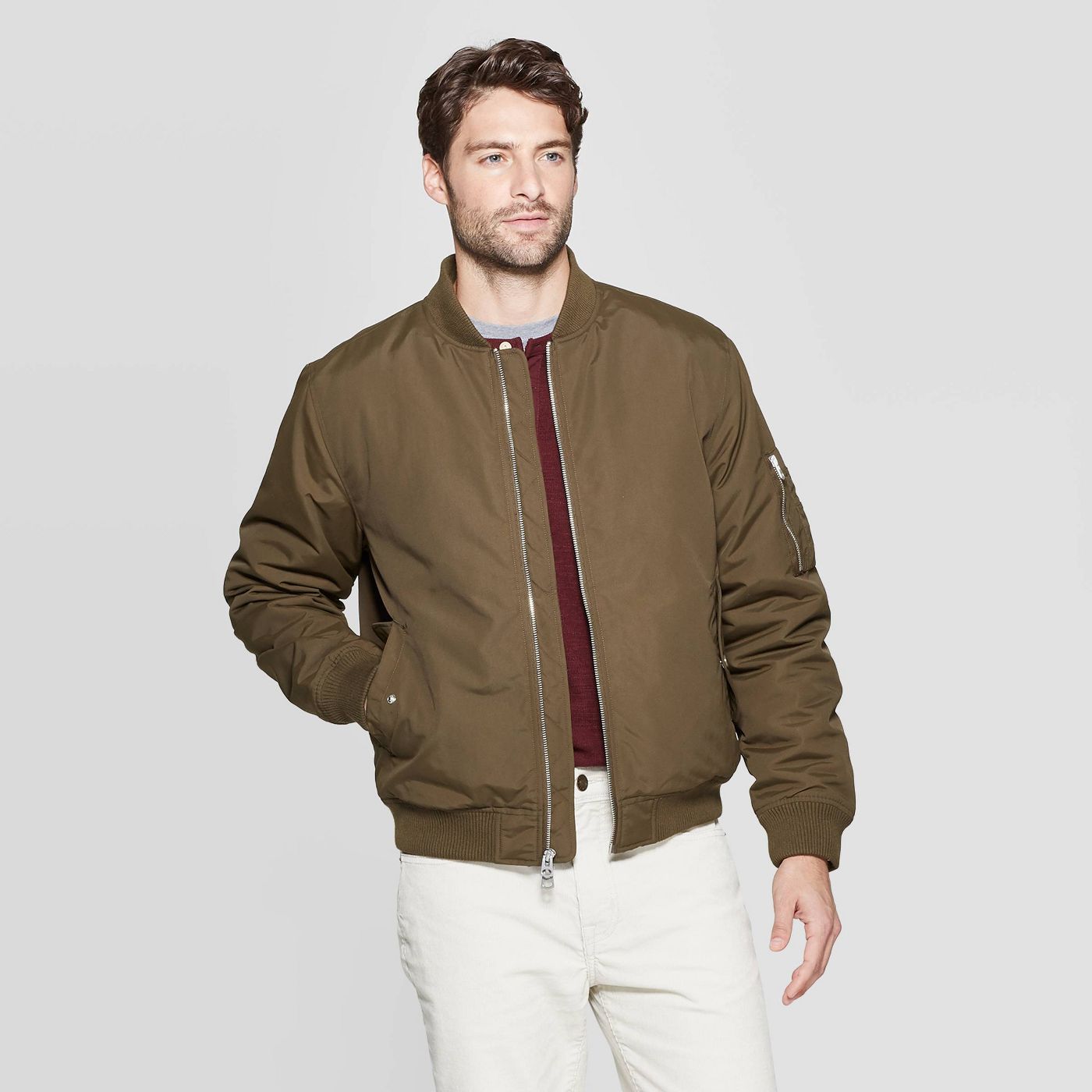 Goodfellow Men's Standard Fit Long Sleeve Midweight Bomber Jacket