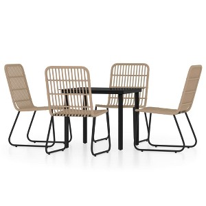 vidaXL Patio Dining Set Seat 3/5/7 Piece Black/Oak 31.5"/55.1" Table Length - Oak 31.5" Table Length 4 Items - 1 of 4