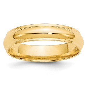 Black Bow Jewelry 2.5mm to 6mm 14K Yellow Gold Half Round Ridged Edge Standard Fit Band - 1 of 4