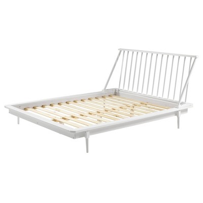 Queen Aurora Boho Solid Wood Spindle Bed White - Saracina Home