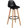 Costway Set of 2 Mid Century Barstool 28.5" Dining Pub Chair w/Leather Padded Seat Black - 4 of 4