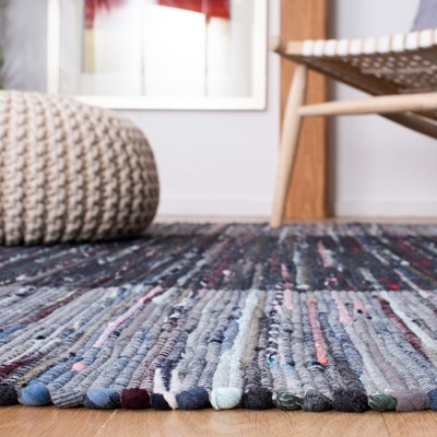 Handwoven Charcoal Harmony 8' x 10' Flatweave Cotton Rag Rug