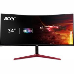 Acer Nitro 34" Widescreen Gaming LED Monitor 180 Hz 1ms 3440x1440 400nit XZ342CU V- Manufacturer Refurbished - 1 of 4