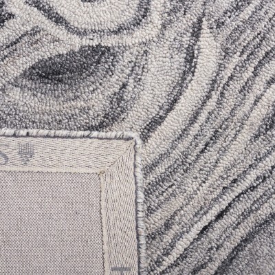 Handmade Tufted Dark Grey and Black Abstract Wool Rug