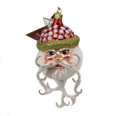 Morawski 5.75" Curly Cue Beard Santa Ornament Christmas Free Blown  -  Tree Ornaments