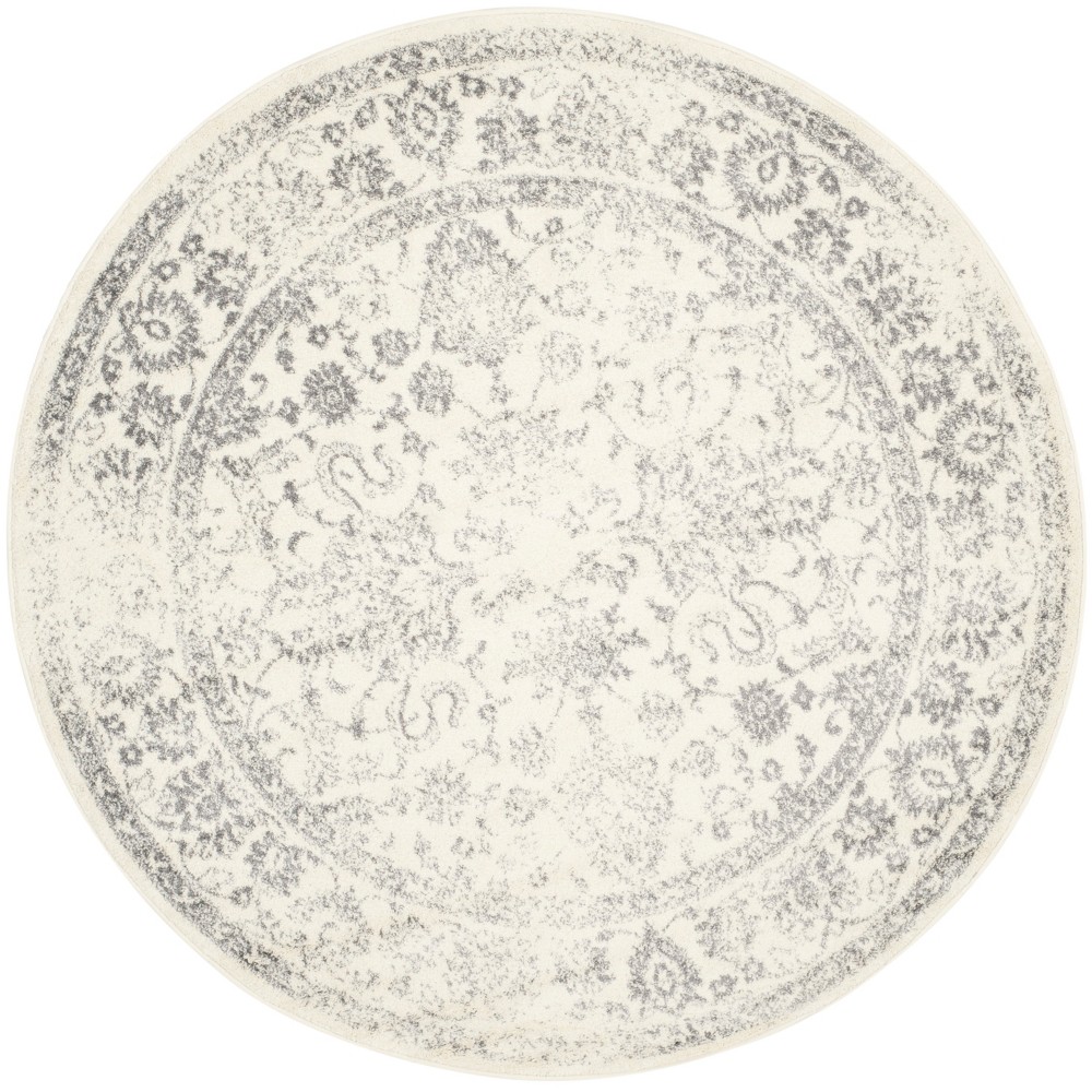  Spacedye Design Round Area Rug Ivory/Silver