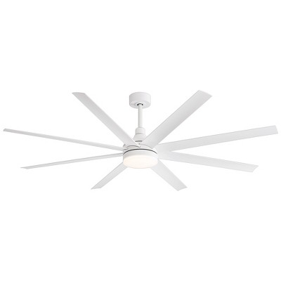 Airsurfer 72" Black Windmill Ceiling Fan with Color-Changing LED Light & Remote, 8 ABS Blades for Large Rooms, DC Motor, 7''&12'' Downdods