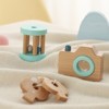 Freniland - 3 PCs Wooden Baby Rattle Toy Set for 10 Months+, Beech Wood Teether & Pretend Camera Toy, Safe & Educational Gift Set (Mint Green) - 2 of 4