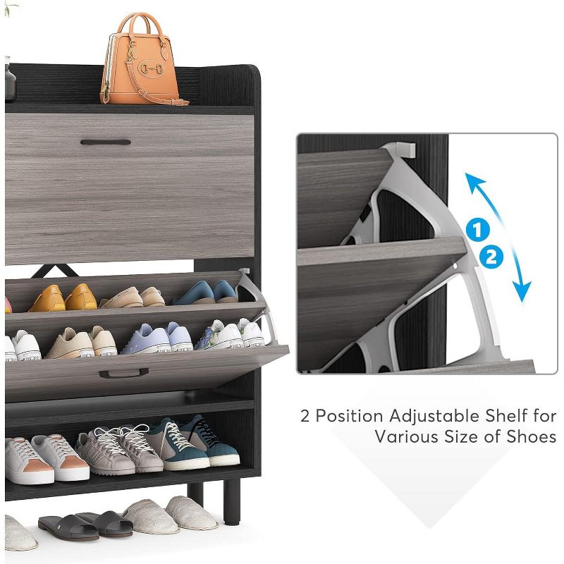 Tribesigns 2-Tier Shoe Cabinet, Entryway Shoe Storage Organizer Rack with Flip Doors, 5 of 8