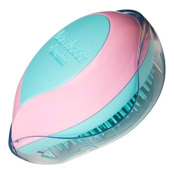 Michel Mercier Pack and Go Detangler - Innovative Mini Scalp Massager for Less Breakage - No Pain Hair Brush - Thick Hair - Turquoise-Pink - 1 pc
