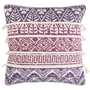 Mela Pillow - Purple/Beige - 18"X18" - Safavieh - 1 of 4