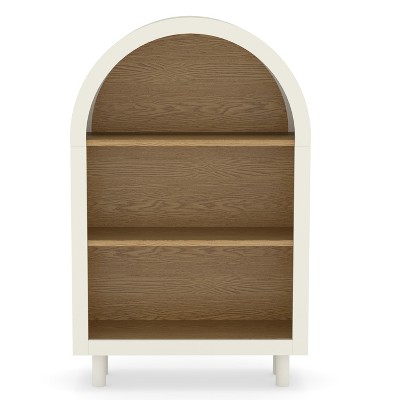 Hrinhom 23.6"W Arched Bookcase,Modern 3-Tier Storage Cabinet with 3 Shelves