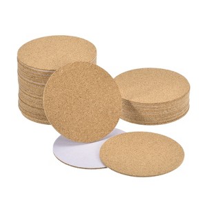Unique Bargains Thickened Cork Self-Adhesive Round Coasters for Tableware - 1 of 4