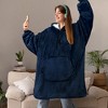 PAVILIA Faux Shearling Wearable Blanket Hoodie, Cozy Oversized Hooded Sweatshirt Adults, Warm Fleece Big Pocket - 3 of 4