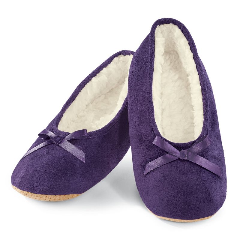 Collections Etc Faux Suede Cozy Ballerina Slippers, 2 of 4