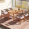 Costway Patio Chairs Set of 4 Outdoor Acacia Wood Dining Chairs with Cushions for Garden - 4 of 4
