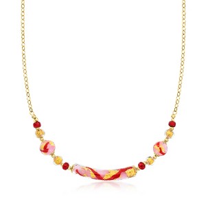 Ross-Simons Italian Multicolored Murano Glass Bead Necklace in 18kt Gold Over Sterling Size 18 - 1 of 4