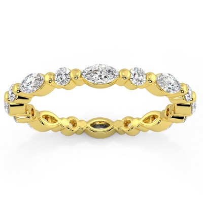 Pompeii3 1Ct Marquise & Round Diamond Eternity Wedding Stackable Ring 14k Gold Lab Created
