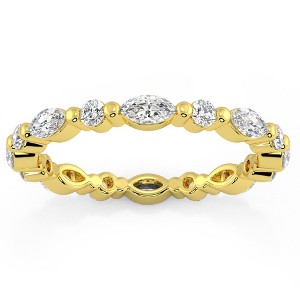 Pompeii3 1Ct Marquise & Round Diamond Eternity Wedding Stackable Ring 14k Gold Lab Created - 1 of 4