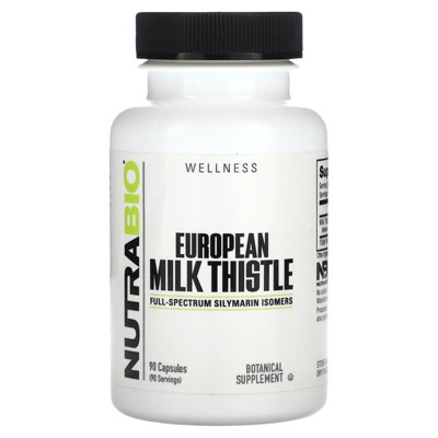 NutraBio European Milk Thistle, 90 Capsules (241 mg per Capsule)