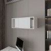 GlasFlength Kitchen Storage Wall Cabinet Floating Cabinet with Sliding Door Rectangular Storage Cupboard for Kitchen, White, 31.9"*13"*13" - 2 of 4