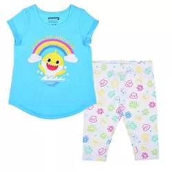 Nickelodeon Girl's 2-pack Baby Shark Short Sleeve Graphic Tee And Capri Legging Set - Blue, 5t : Target