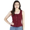 Artyska Women's Summer Round Neck Ribbed Button Down Sleeveless Casual Tank Crop Tops - 3 of 4