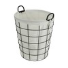 HomeRoots Large White Fabric Lined Metal Laundry Type Basket With Handle - 3 of 3