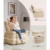 27" Rocker Recliner Chair, 1.5X Sponge Filling, 360 Degree Swivel, PU Leather, Side Pockets and Cup Holders, Reclining 135 Degrees, Creamy - 4 of 4