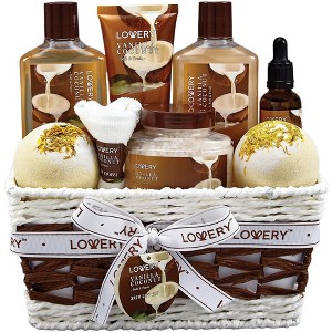 Lovery Vanilla Coconut Luxury Bath Gift Set - 9Pc Home Spa Basket - 1 of 4