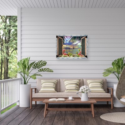 Leo Kelly Tropical Landscape Window View Outdoor Canvas Art
