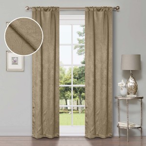 Modern Geometric Waves Room Darkening Semi-Blackout Curtains, Set of 2 by Blue Nile Mills - 1 of 4
