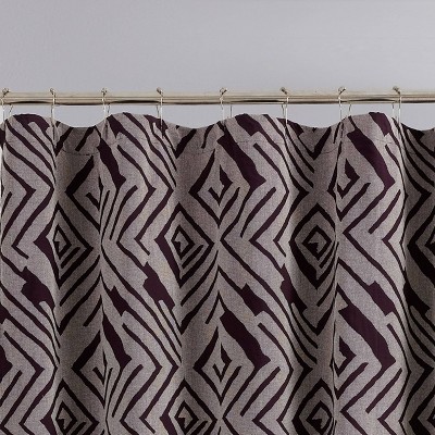 Ayesha Curry Aubergine Cotton Jacquard Geo Shower Curtain